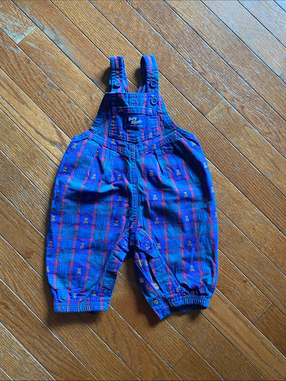 GAP B’GOSH Blue and Red Plaid Baby Overalls 3-6 months